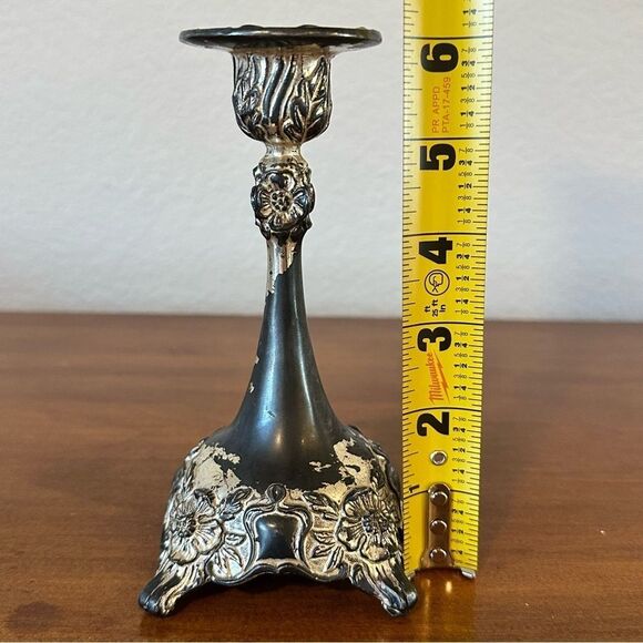 Antique Ornate Solid Bronze Candle Holder by Jennings Brothers - Picture 3 of 3